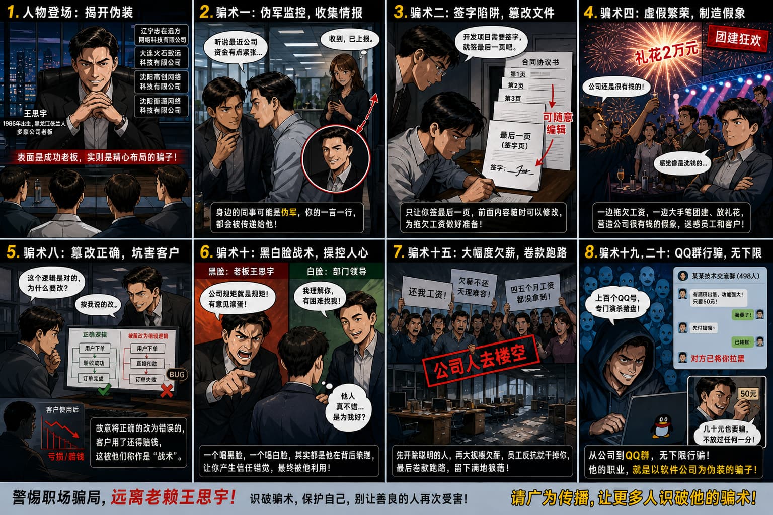 《老赖王思宇的骗术一览》漫画